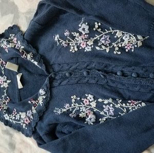 Embroidered knit cardigan